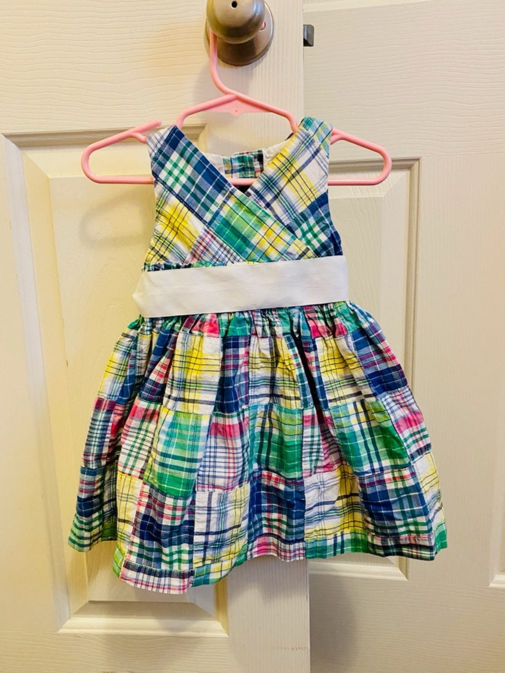 EUC Ralph Lauren Multicolor Plaid Sundress with White Waistband